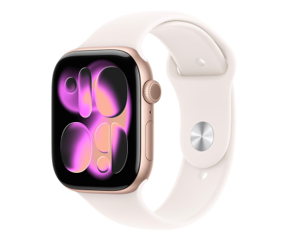 Smartwatch APPLE Watch Series 11 GPS 46mm Aluminiowa koperta (różowe złoto)/ Sportowy pasek (łagodny róż) - rozmiar M/L